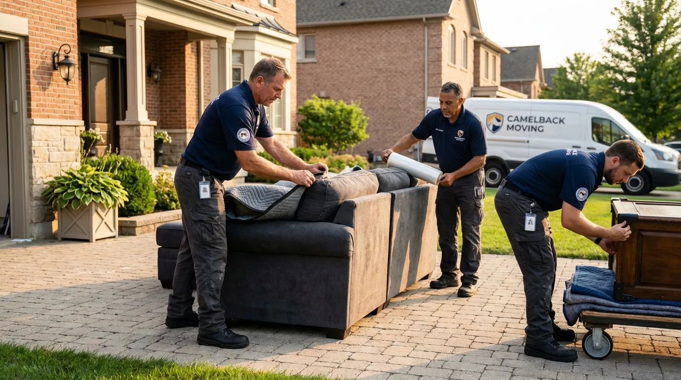 Large estate moving crew wrapping furniture in Maspeth, NY