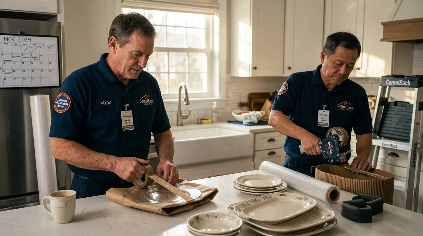 Professional crew packing kitchen dishware in Maspeth, NY